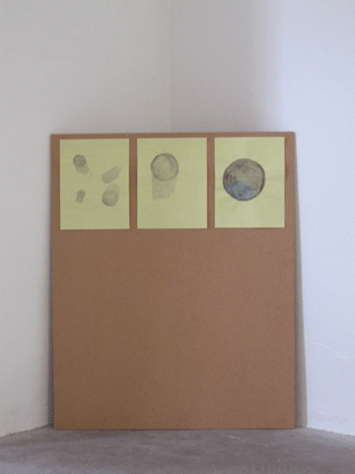 board with three drawings